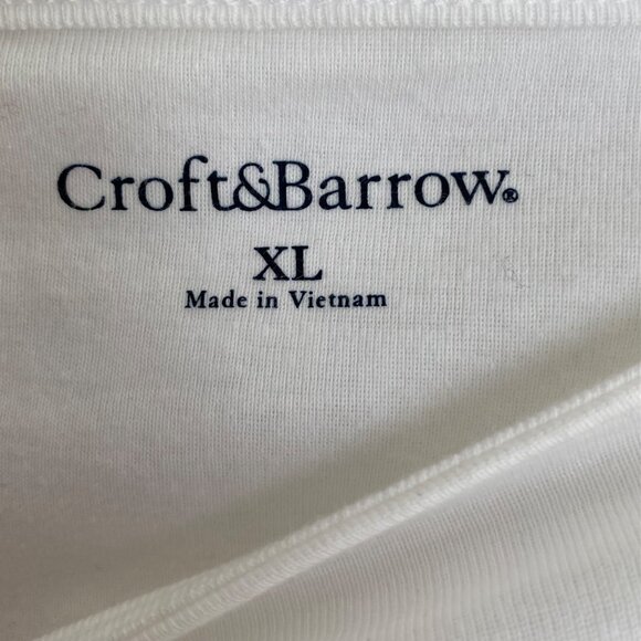 Croft & Barrow Womens XL White & Navy Geometric Print Short Sleeve Top - Picture 5 of 7